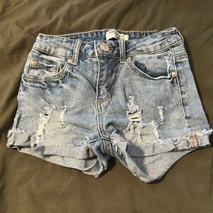 Ripped & Cuffed Denim Shorts